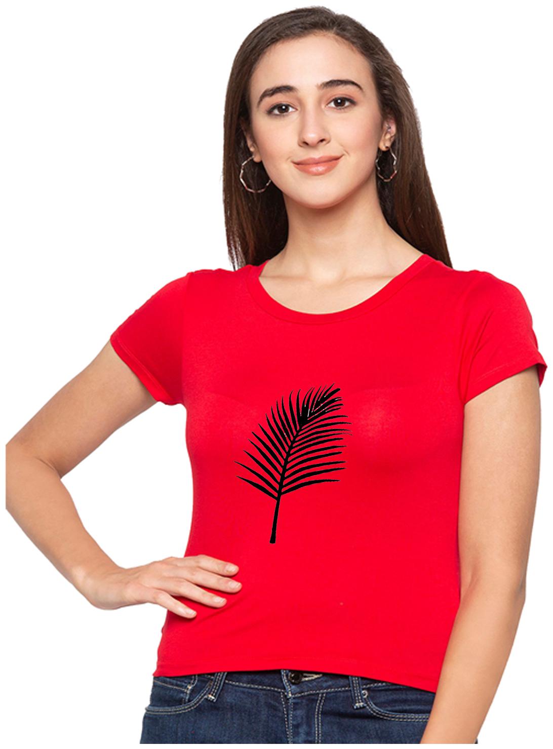 

UNIYALS Women Red Regular fit Round neck Cotton T shirt