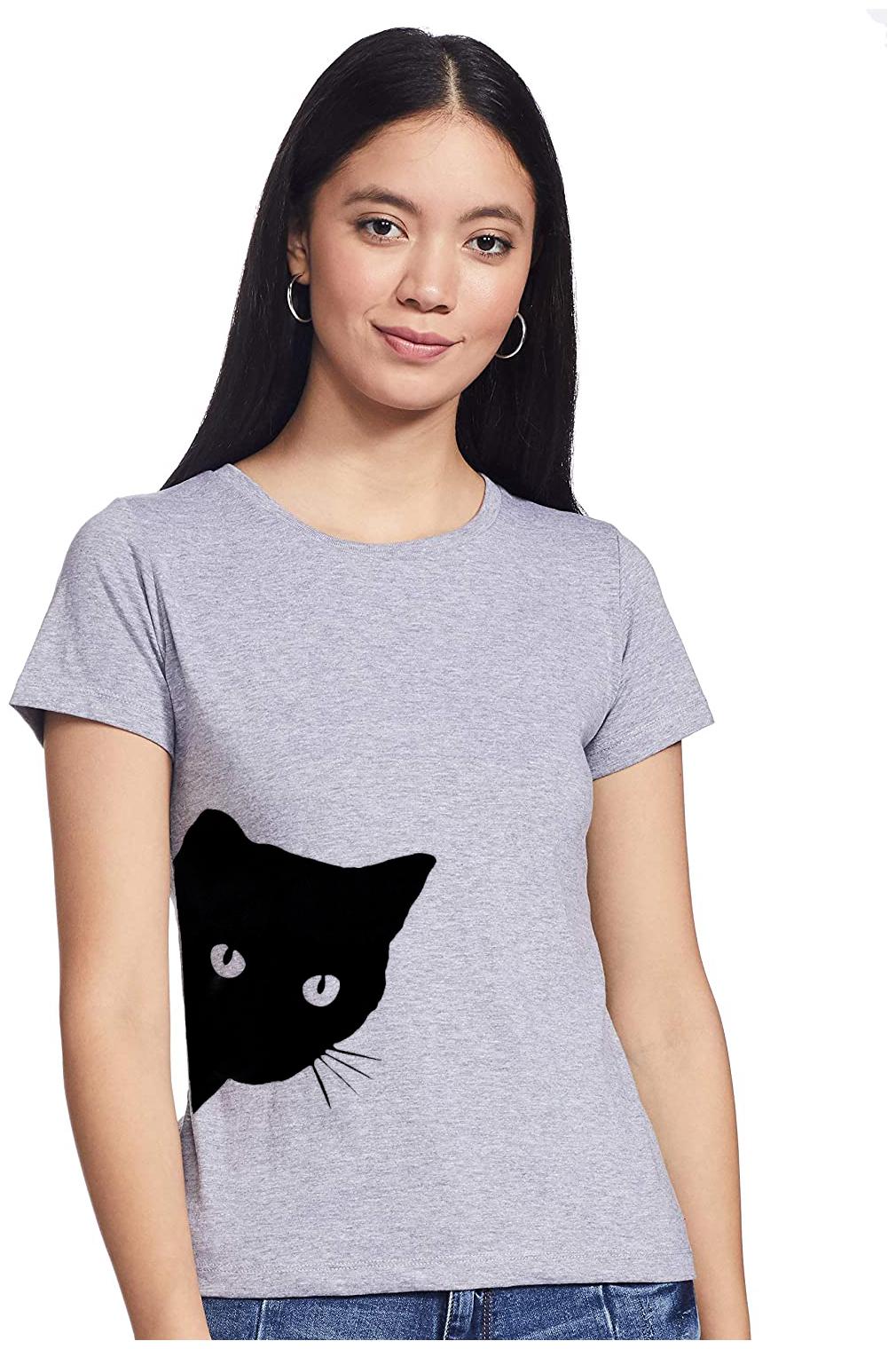 

UNIYALS Women Grey Regular fit Round neck Cotton T shirt