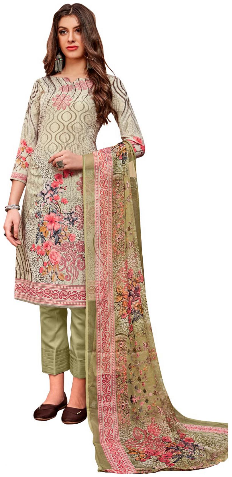 

KKRISH Grey Unstitched Kurta with bottom dupatta With dupatta Dress Material