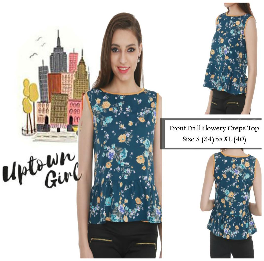 

Chrome Coral Women Printed Regular top - Blue