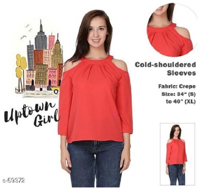 

Chrome Coral Women Printed Regular top - Red