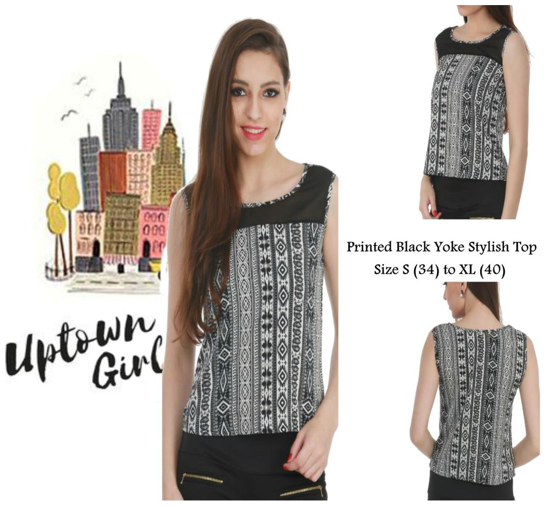 

Chrome Coral Women Printed Regular top - Black