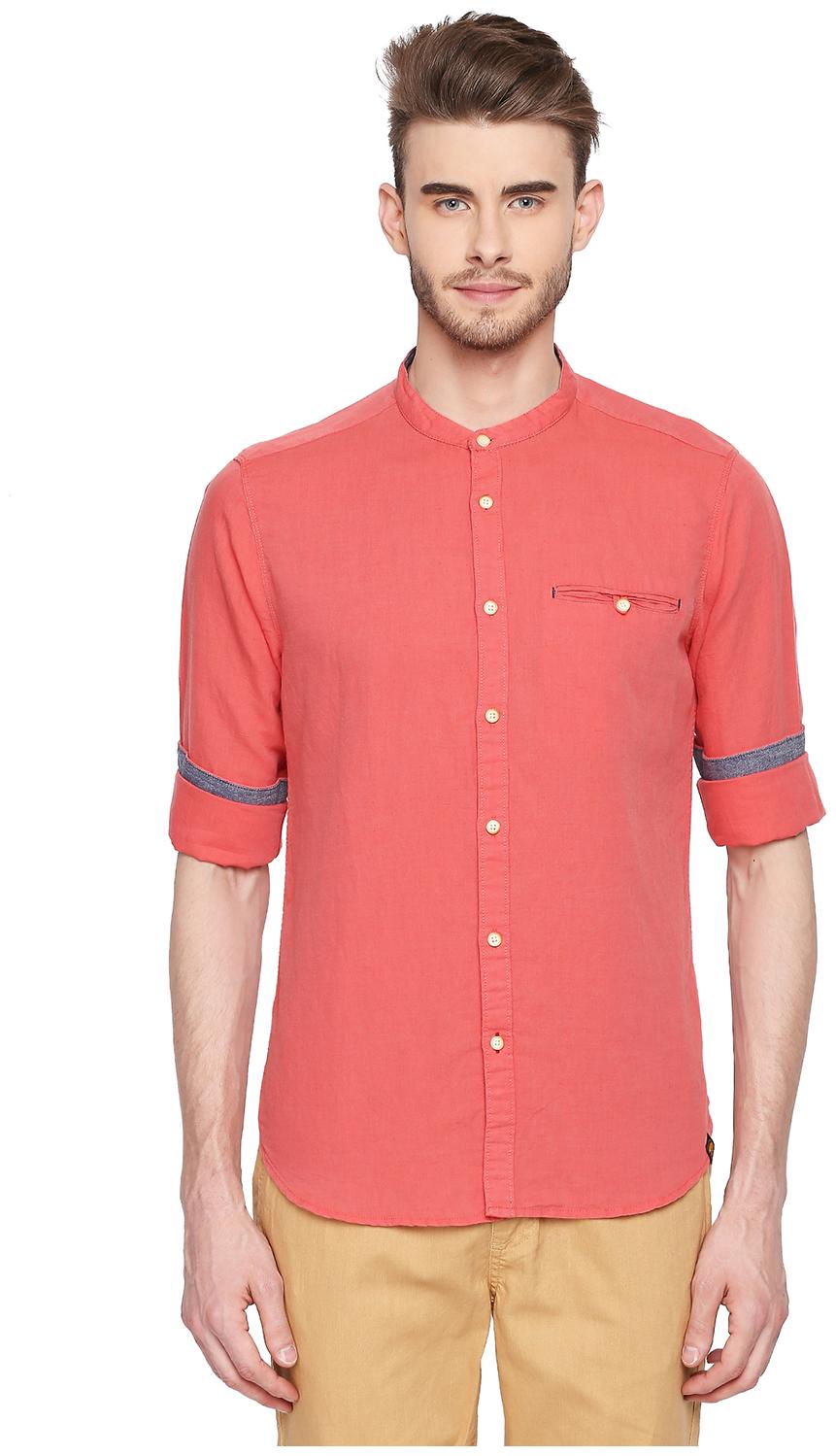

Urban Ranger by Pantaloons Men Pink Solid Slim Fit Casual Shirt