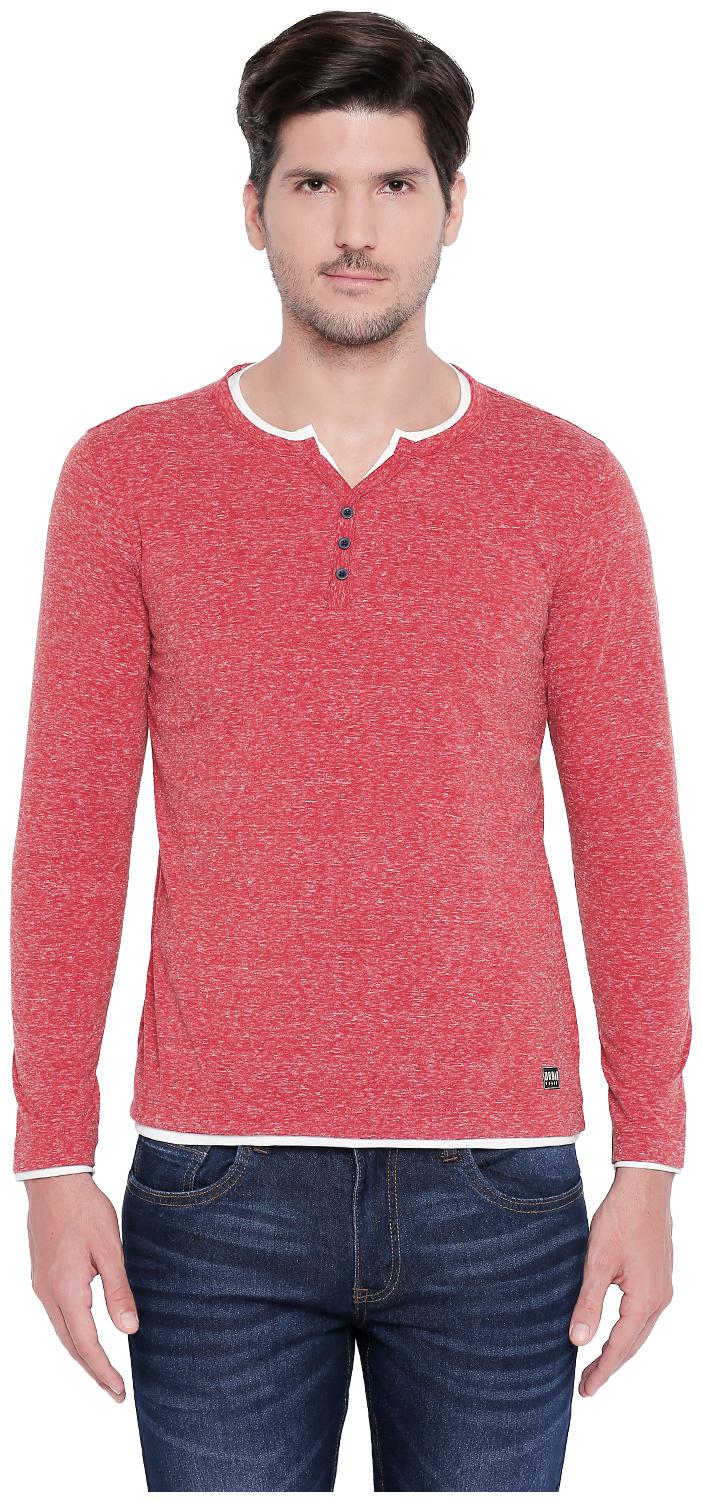 

Urban Ranger by Pantaloons Men Orange Slim fit Cotton Henley neck T-Shirt - Pack Of 1