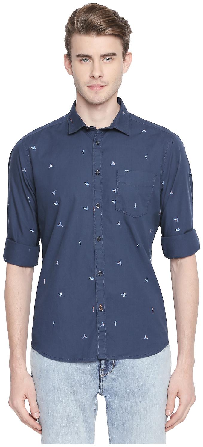 

Urban Ranger by Pantaloons Men Blue Printed Slim Fit Casual Shirt