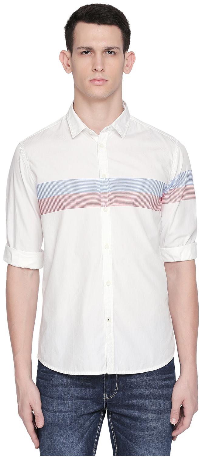 

Urban Ranger by Pantaloons Men White Horizontal Stripes Slim Fit Casual Shirt