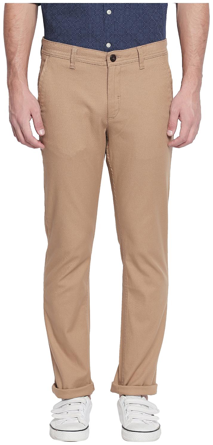

Urban Ranger by Pantaloons Men Brown Solid Slim fit Wrinkle free Regular trousers