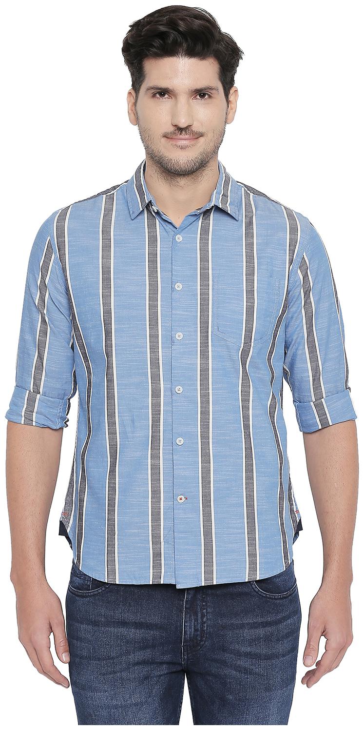 

Urban Ranger by Pantaloons Men Blue Vertical Stripes Slim Fit Casual Shirt