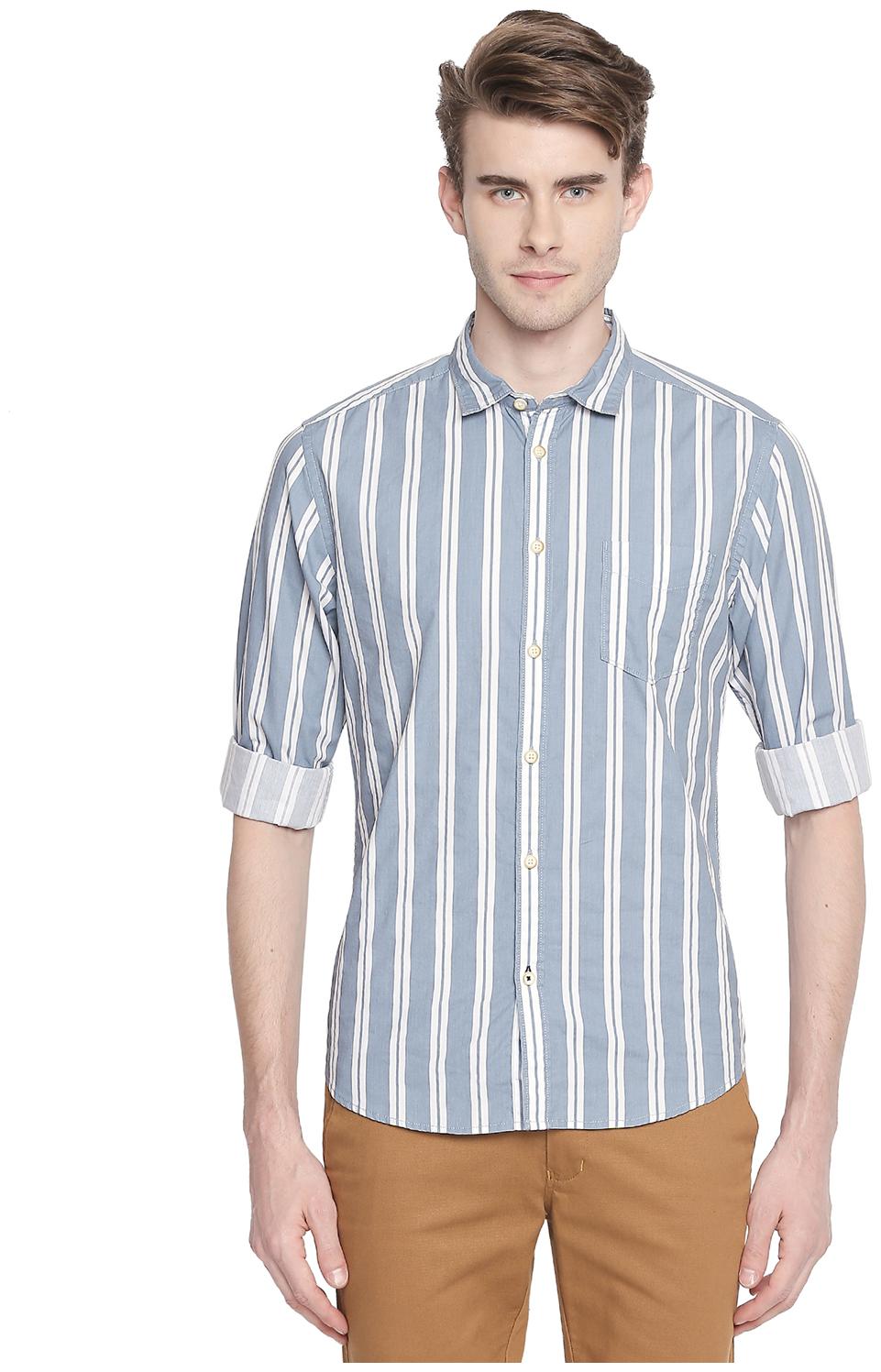 

Urban Ranger by Pantaloons Men Blue Printed Slim Fit Casual Shirt