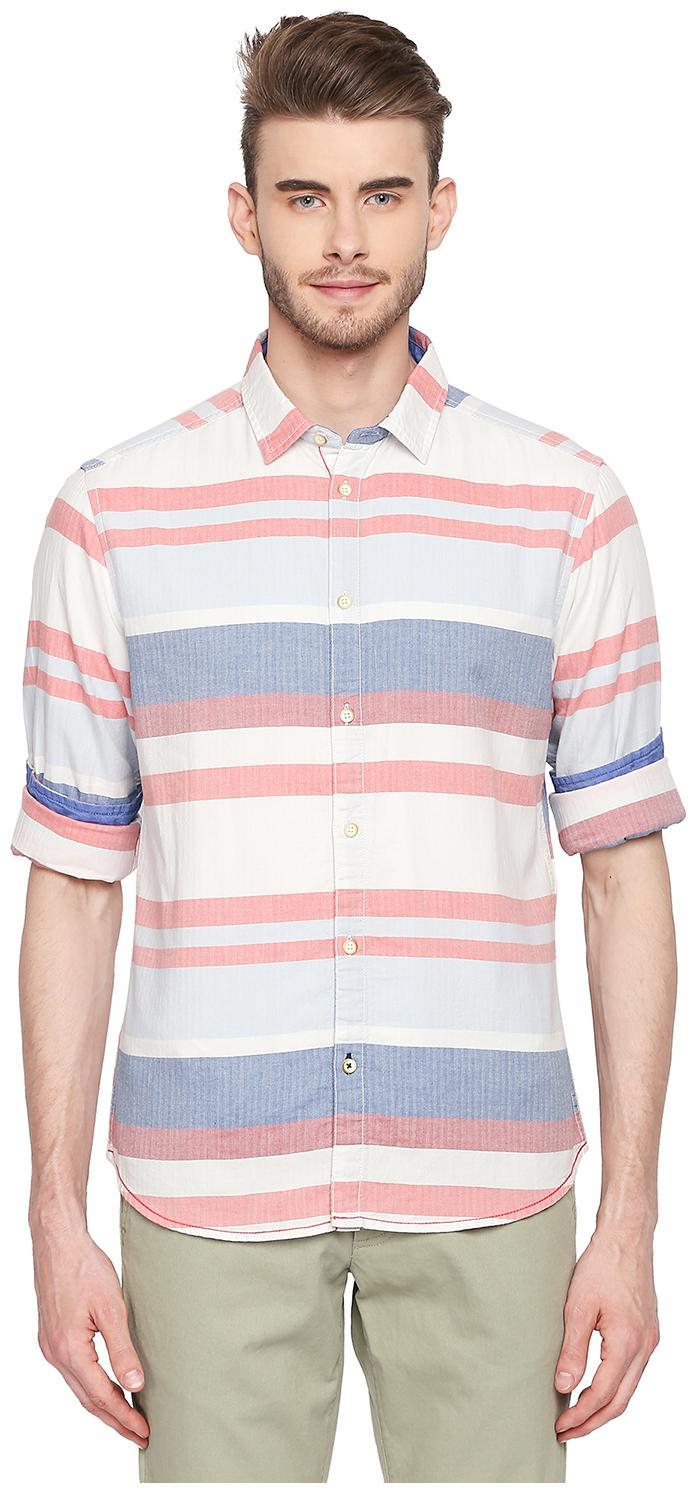 

Urban Ranger by Pantaloons Men Multi Horizontal Stripes Slim Fit Casual Shirt