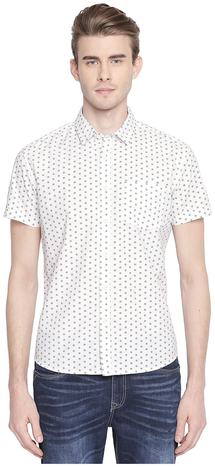 

Urban Ranger by Pantaloons Men Blue Polka Dots Slim Fit Casual Shirt
