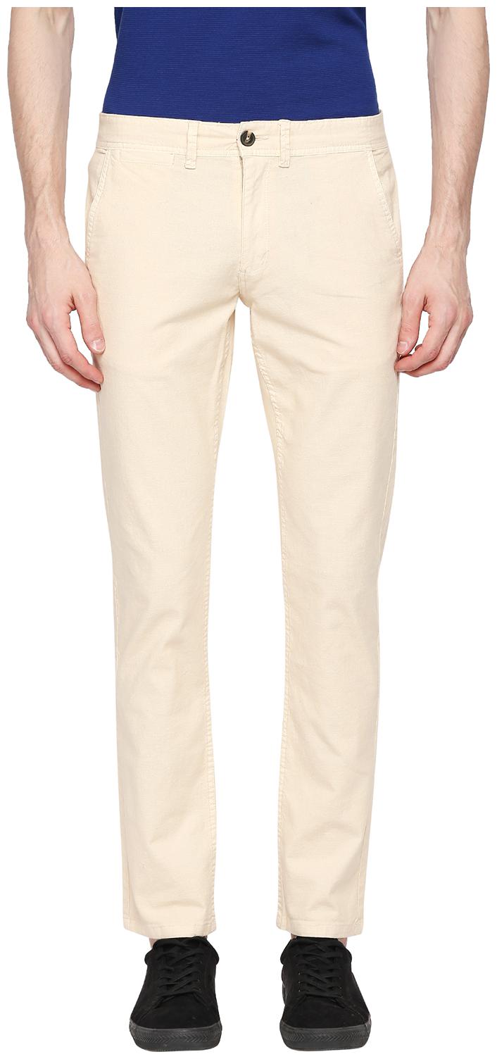 

Urban Ranger by Pantaloons Men Blended Solid Casual Trouser Cream