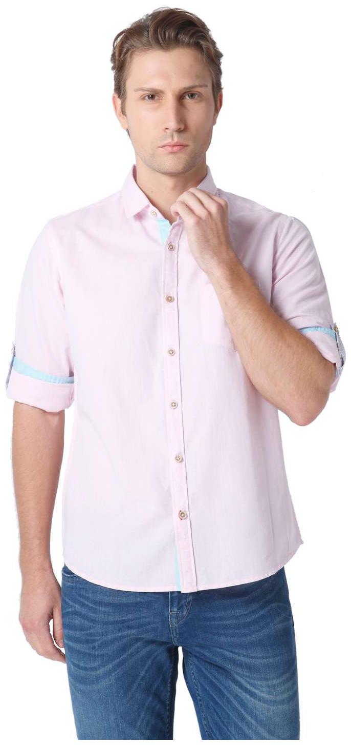 

URBAN SCOTTISH Men Pink Solid Slim Fit Casual Shirt