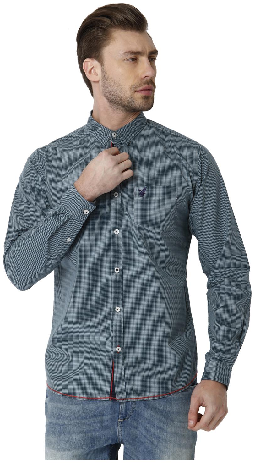 

URBAN SCOTTISH Men Green Checked Slim Fit Casual Shirt