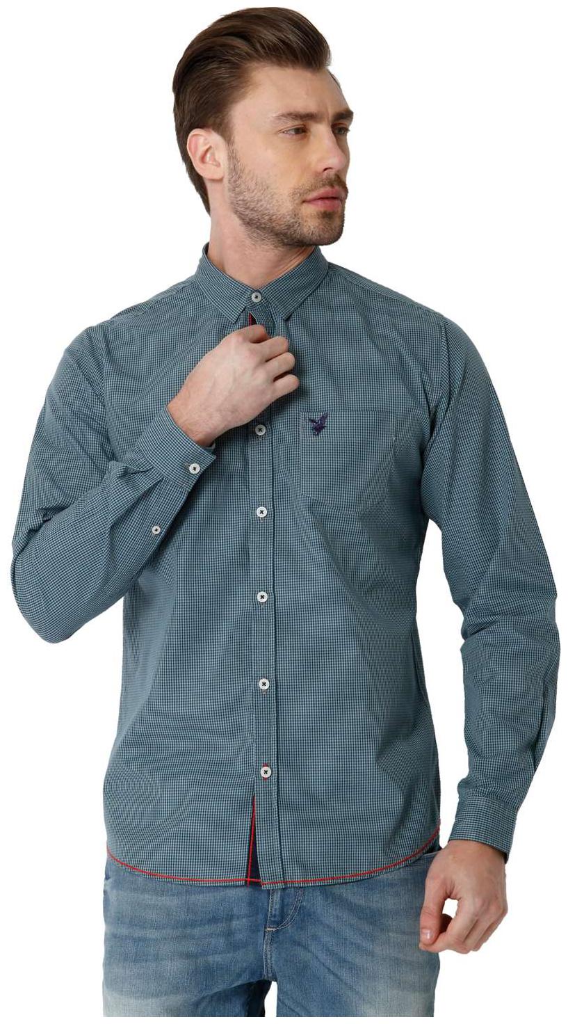 

URBAN SCOTTISH Men Green Checked Slim Fit Casual Shirt