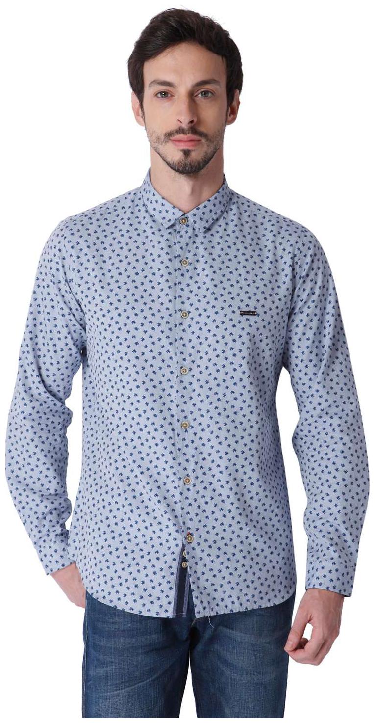 

URBAN SCOTTISH Men Blue Printed Slim Fit Casual Shirt