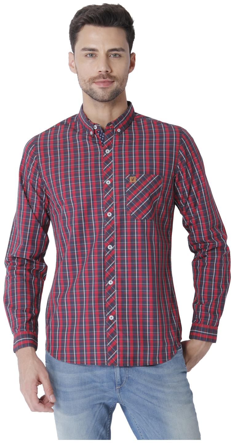 

URBAN SCOTTISH Men Red Checked Regular Fit Casual Shirt