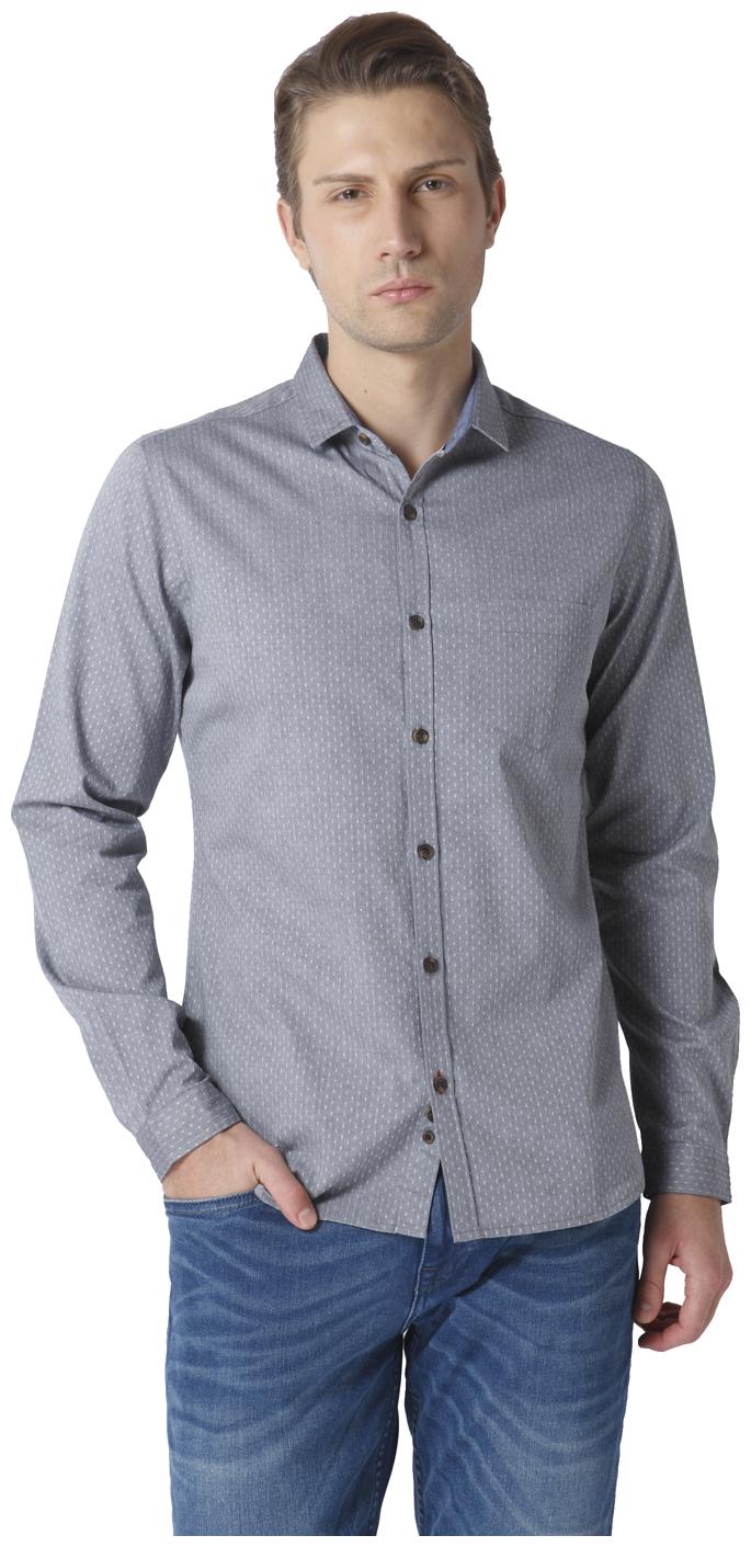 

URBAN SCOTTISH Men Grey Printed Slim Fit Casual Shirt