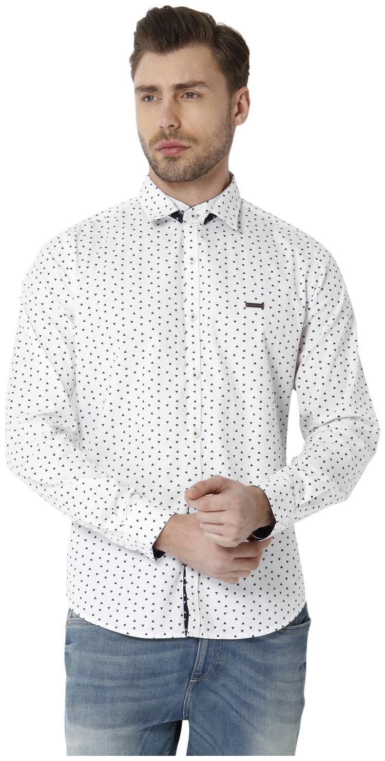 

URBAN SCOTTISH Men White Printed Slim Fit Casual Shirt