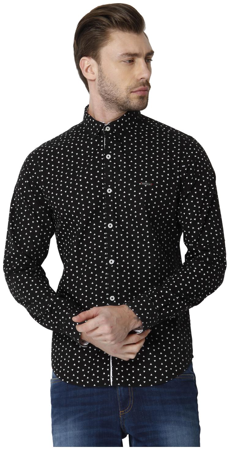 

URBAN SCOTTISH Men Black Printed Slim Fit Casual Shirt