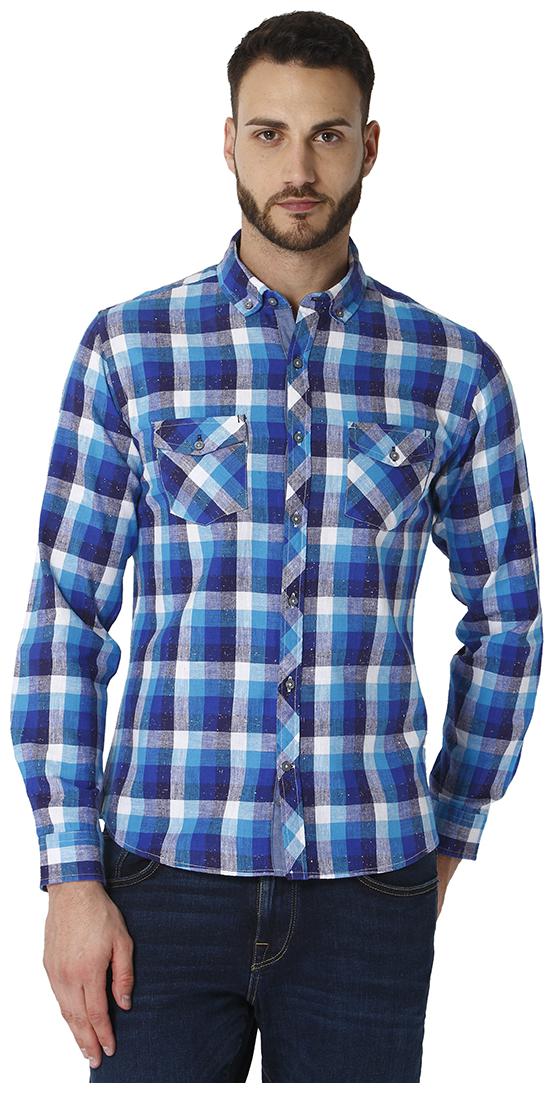 

URBAN SCOTTISH Men Blue Checked Slim Fit Casual Shirt