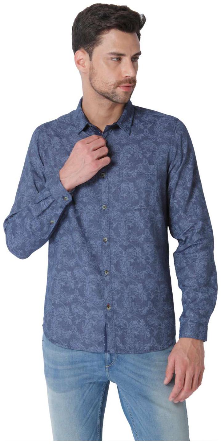 

URBAN SCOTTISH Men Blue Floral Slim Fit Casual Shirt