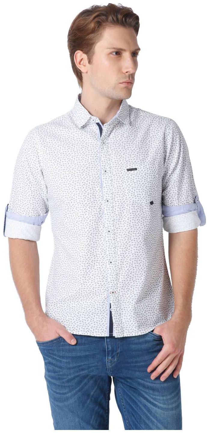 

URBAN SCOTTISH Men White Geometric Slim Fit Casual Shirt