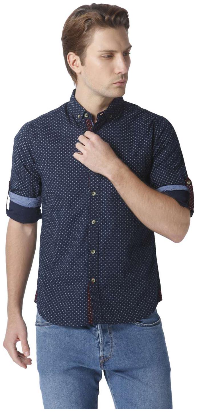 

URBAN SCOTTISH Men Blue Printed Slim Fit Casual Shirt