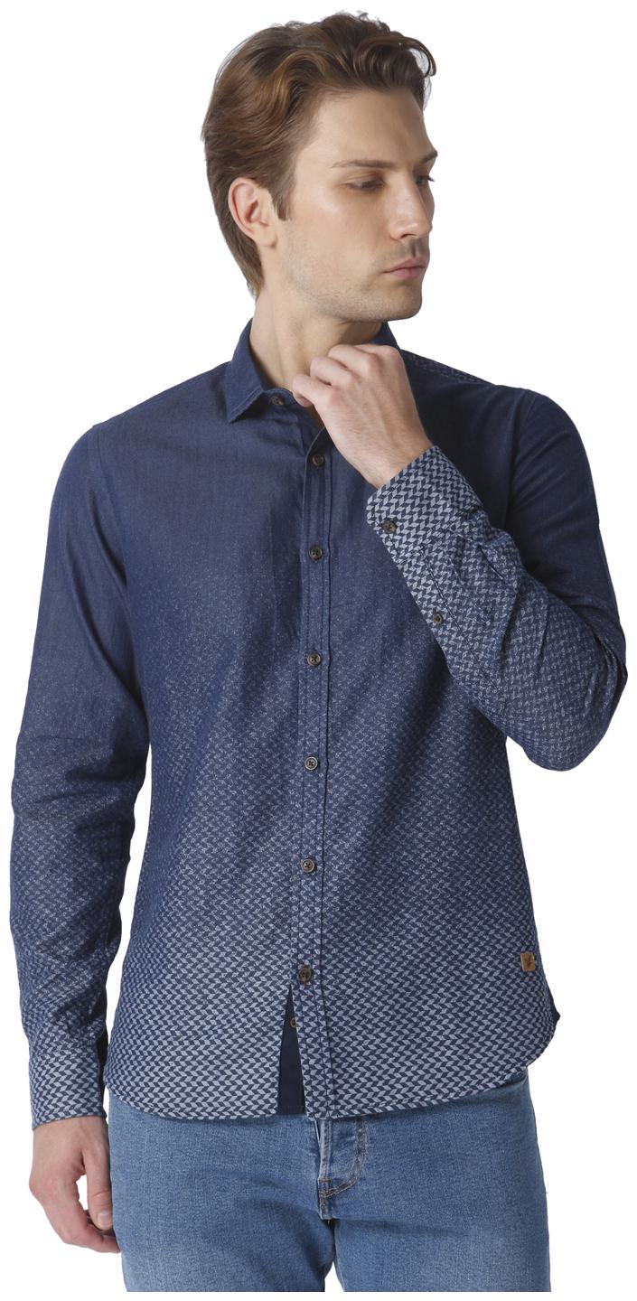 

URBAN SCOTTISH Men Blue Printed Slim Fit Casual Shirt