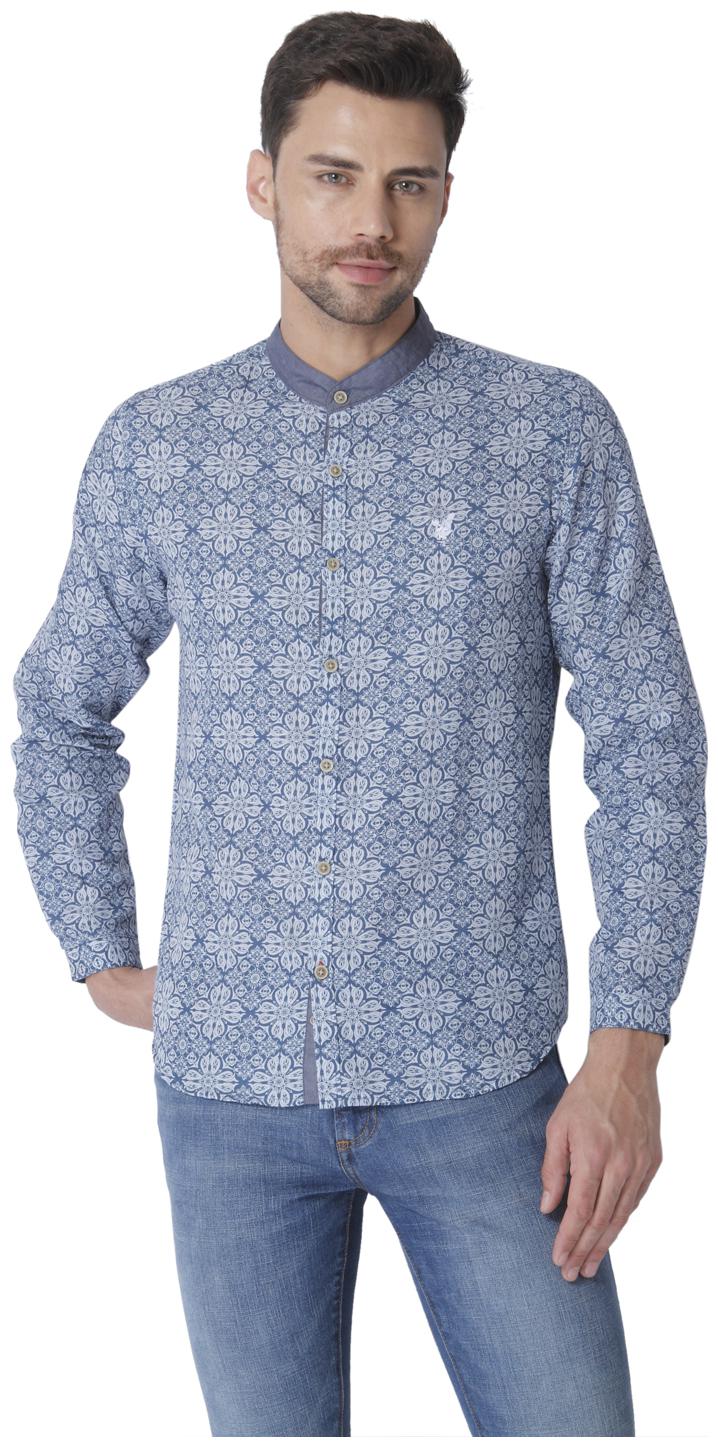 

URBAN SCOTTISH Men Blue Printed Slim Fit Casual Shirt