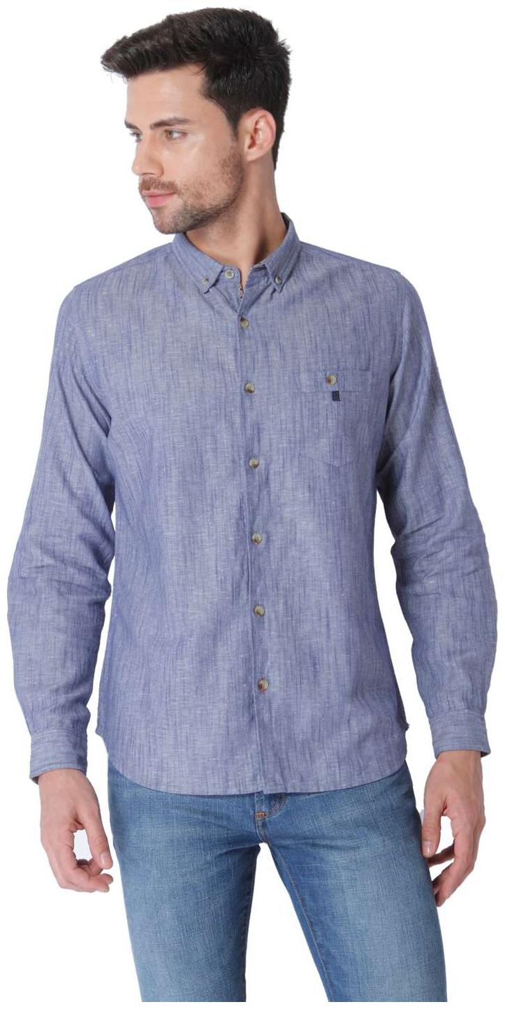 

URBAN SCOTTISH Men Blue Solid Slim Fit Casual Shirt