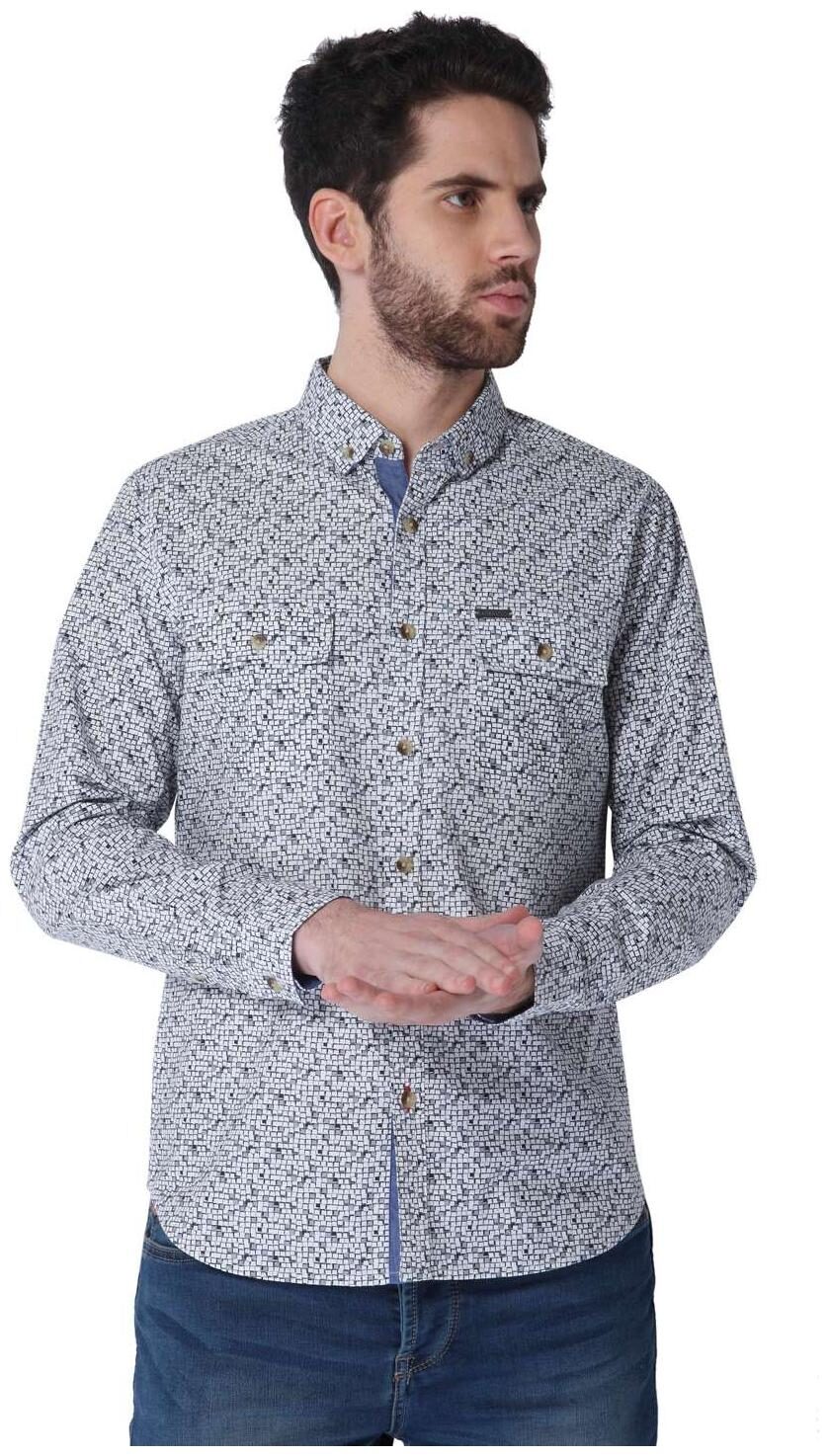 

URBAN SCOTTISH Men Grey Printed Slim Fit Casual Shirt