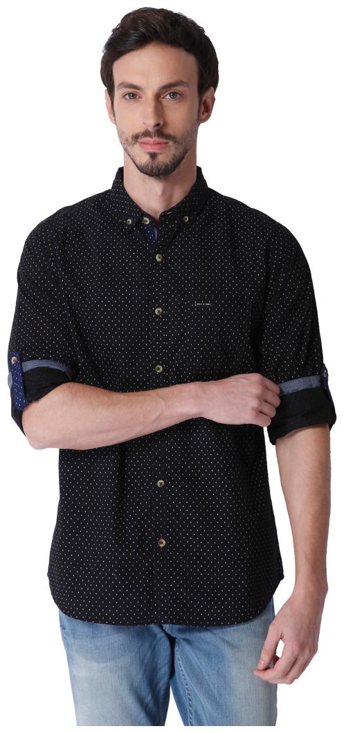 

URBAN SCOTTISH Men Black Printed Slim Fit Casual Shirt