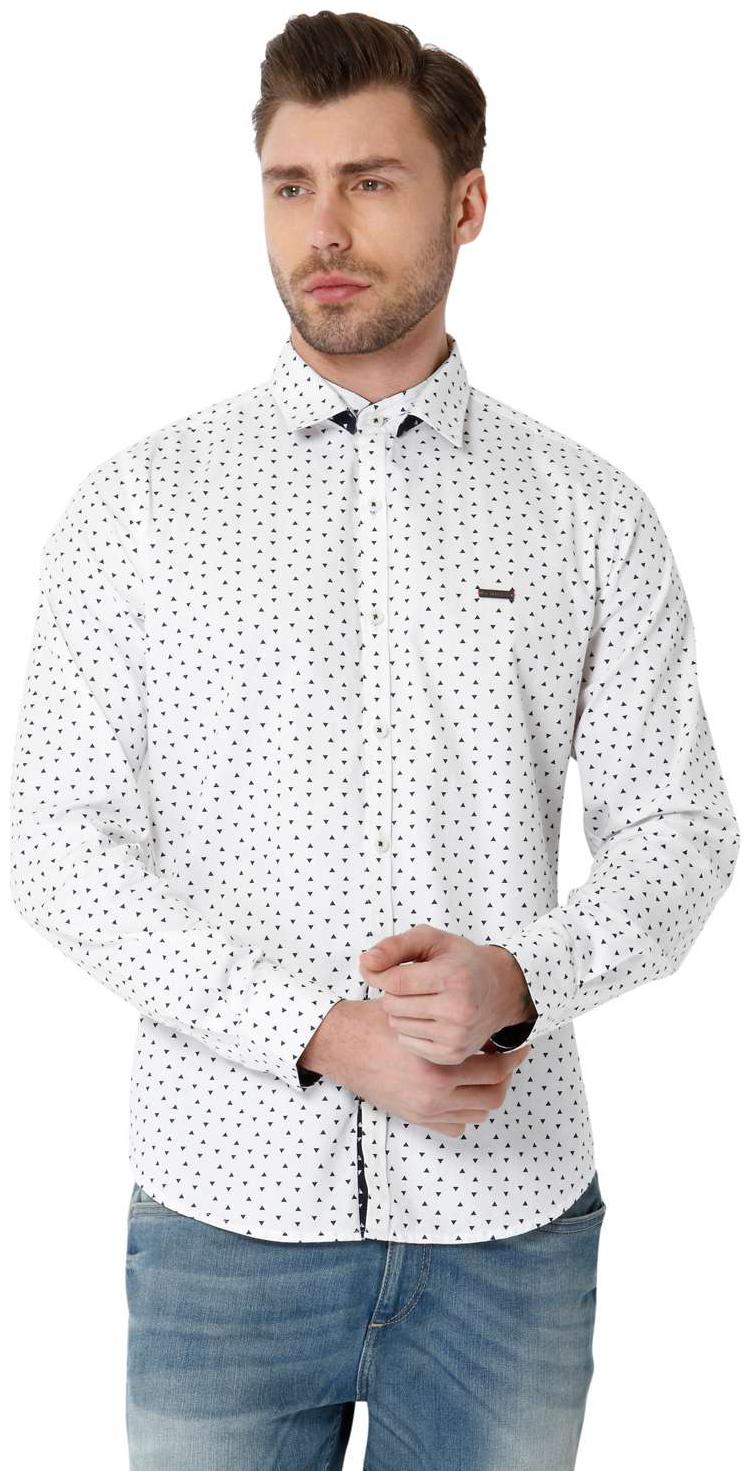 

URBAN SCOTTISH Men White Printed Slim Fit Casual Shirt