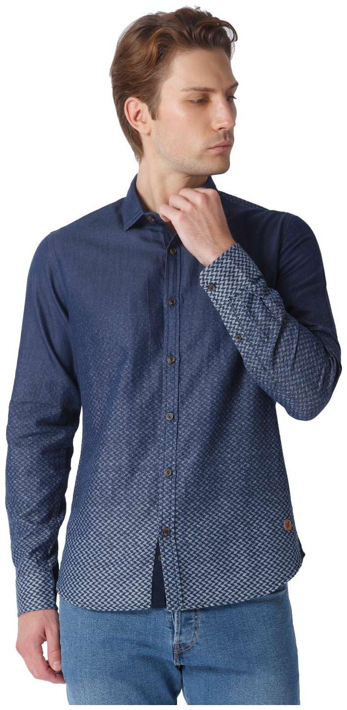 

URBAN SCOTTISH Men Blue Printed Slim Fit Casual Shirt