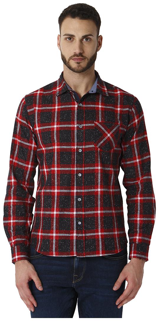 

URBAN SCOTTISH Men Red Checked Slim Fit Casual Shirt