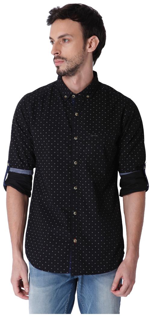

URBAN SCOTTISH Men Black Printed Slim Fit Casual Shirt