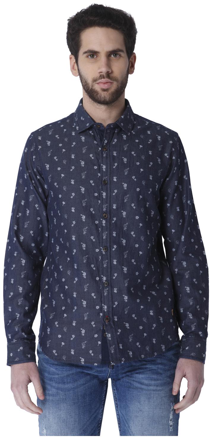 

URBAN SCOTTISH Men Blue Floral Slim Fit Casual Shirt