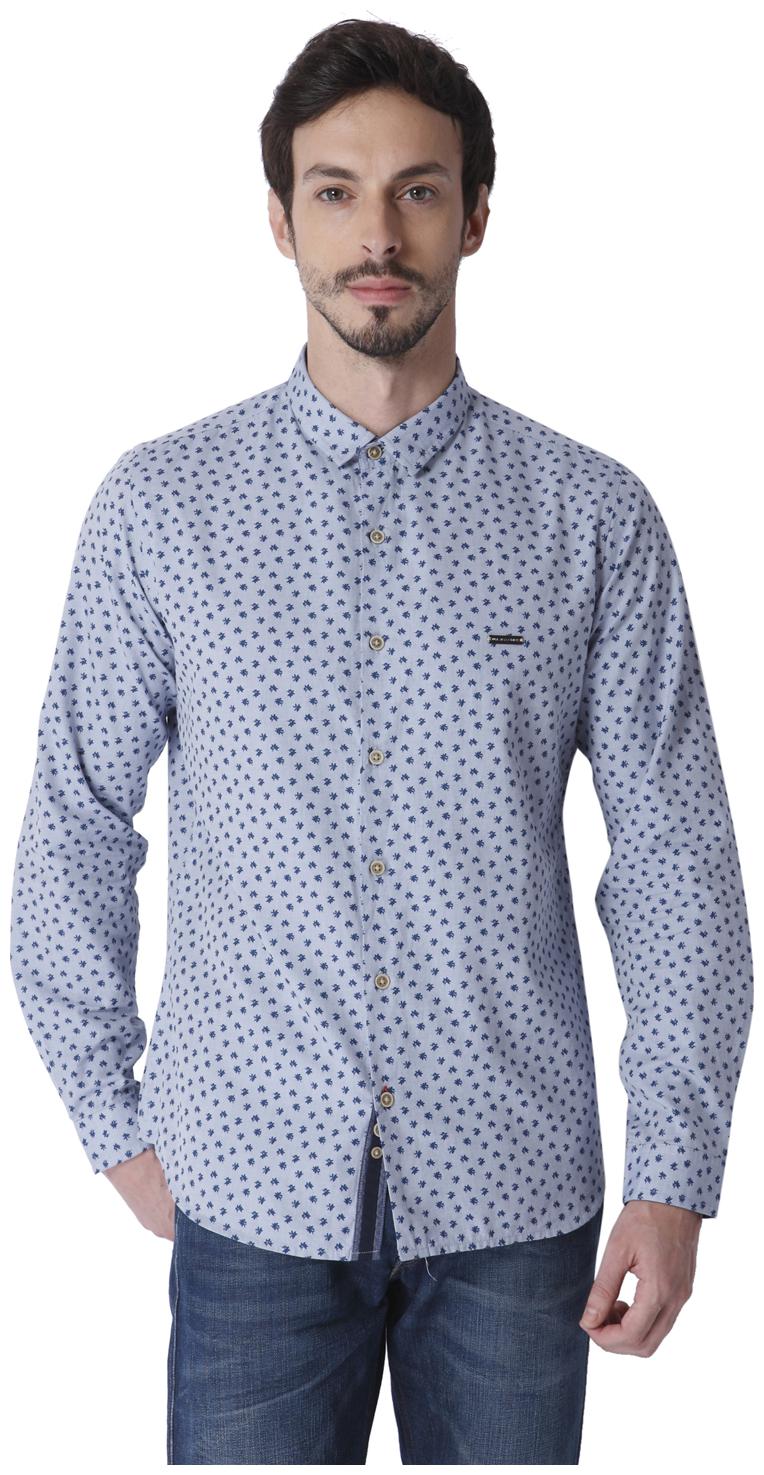

URBAN SCOTTISH Men Blue Printed Slim Fit Casual Shirt