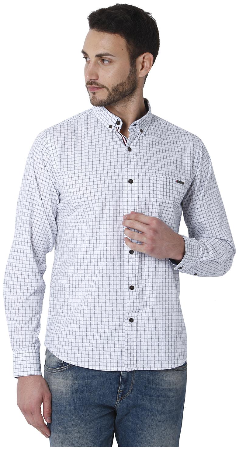 

URBAN SCOTTISH Men White Checked Slim Fit Casual Shirt