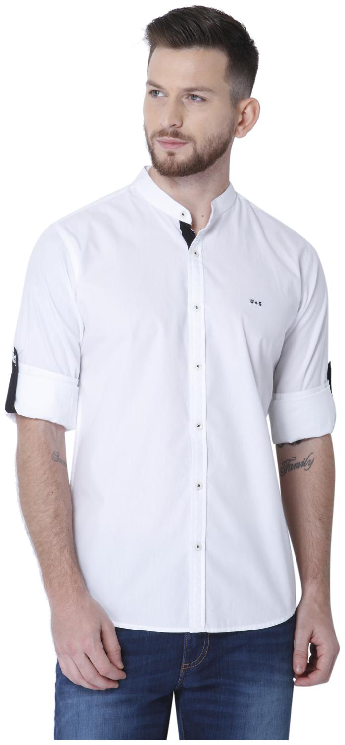 

URBAN SCOTTISH Men White Solid Slim Fit Casual Shirt