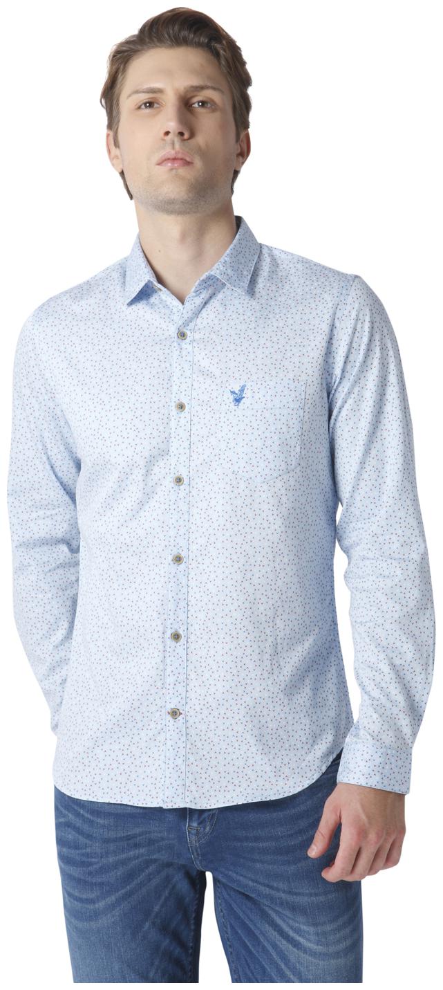 

URBAN SCOTTISH Men Blue Printed Slim Fit Casual Shirt