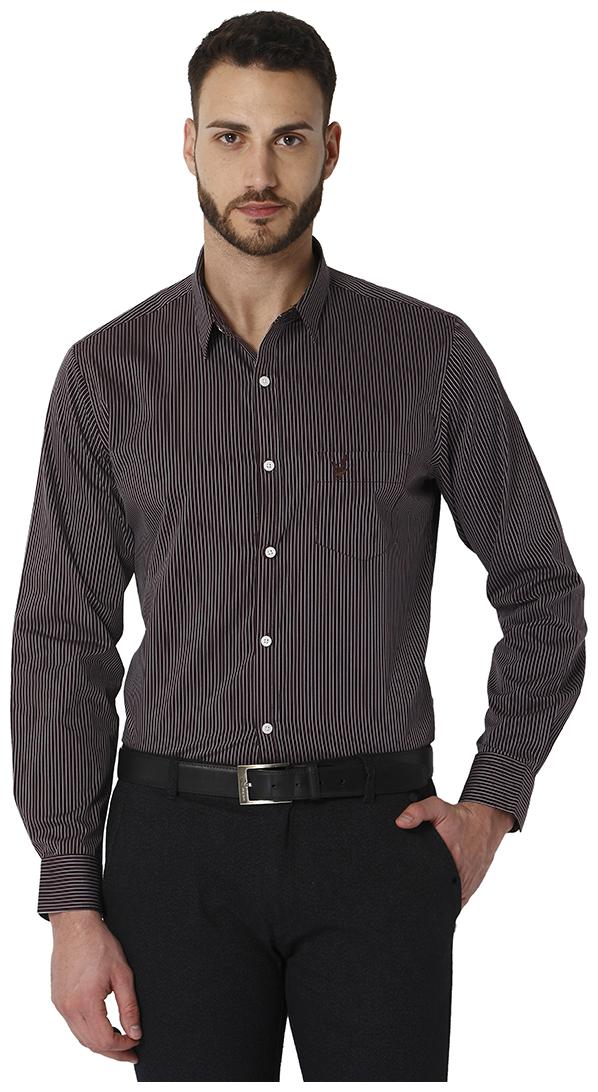 

URBAN SCOTTISH Men Brown Vertical Stripes Slim Fit Casual Shirt