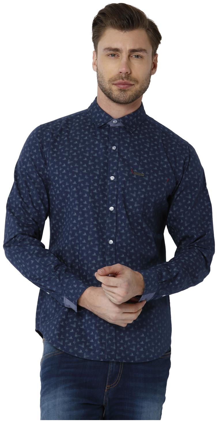 

URBAN SCOTTISH Men Blue Geometric Slim Fit Casual Shirt