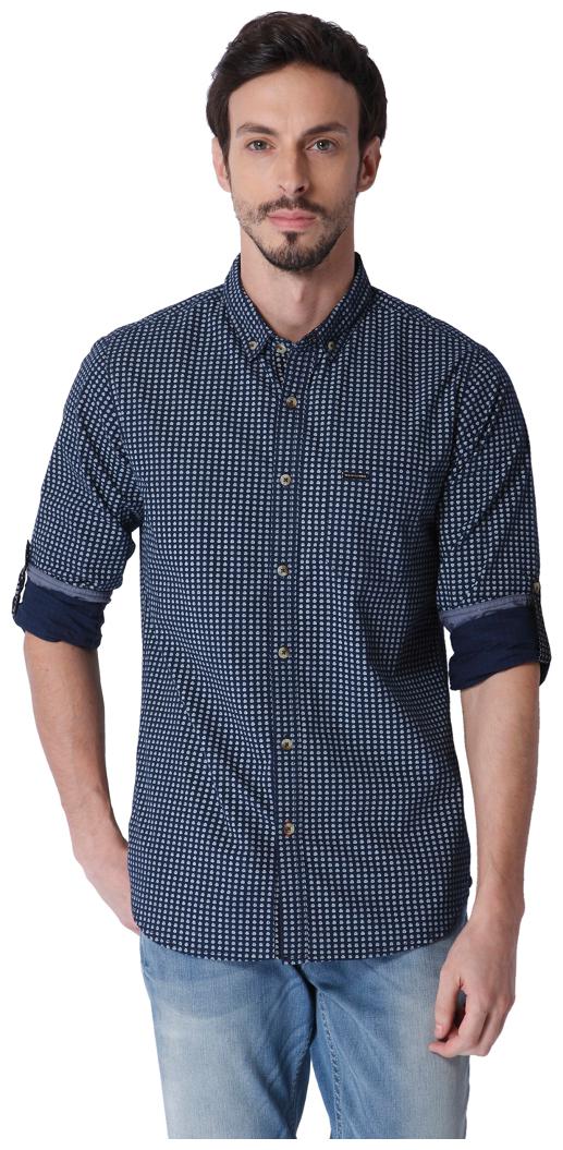 

URBAN SCOTTISH Men Blue Printed Slim Fit Casual Shirt