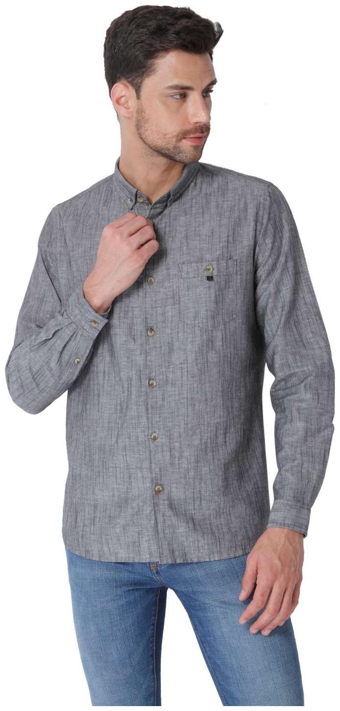 

URBAN SCOTTISH Men Grey Solid Slim Fit Casual Shirt