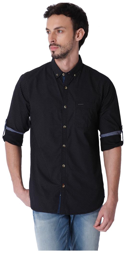 

URBAN SCOTTISH Men Black Checked Slim Fit Casual Shirt