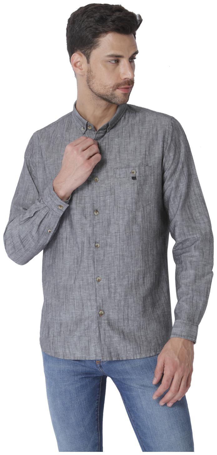 

URBAN SCOTTISH Men Grey Solid Slim Fit Casual Shirt