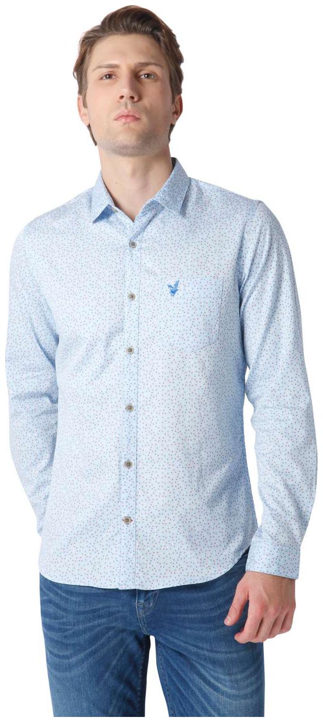 

URBAN SCOTTISH Men Blue Printed Slim Fit Casual Shirt