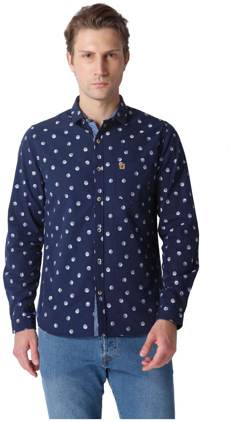 

URBAN SCOTTISH Men Blue Printed Slim Fit Casual Shirt